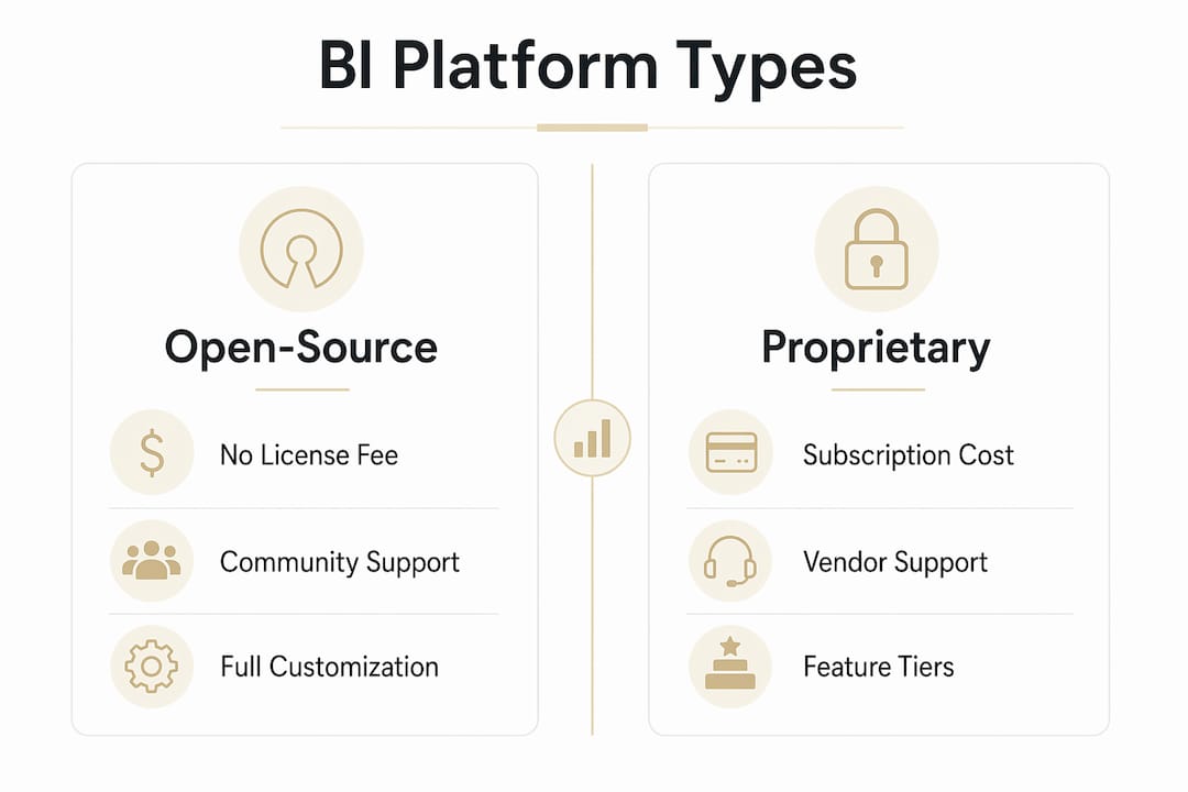 Infographic comparing BI platform types